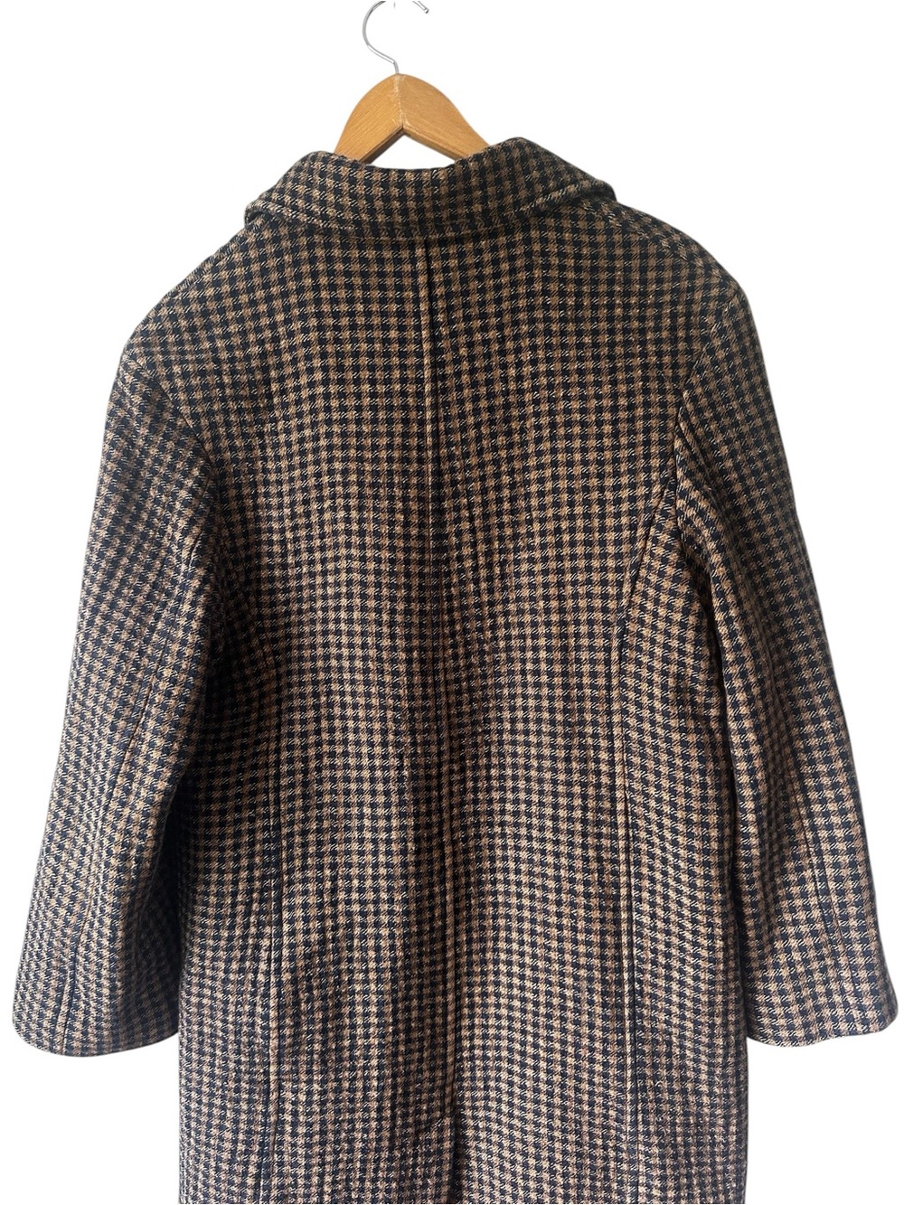 Zara Houndstooth Long Button Up Coat - Brown XS - Picture 6 of 10